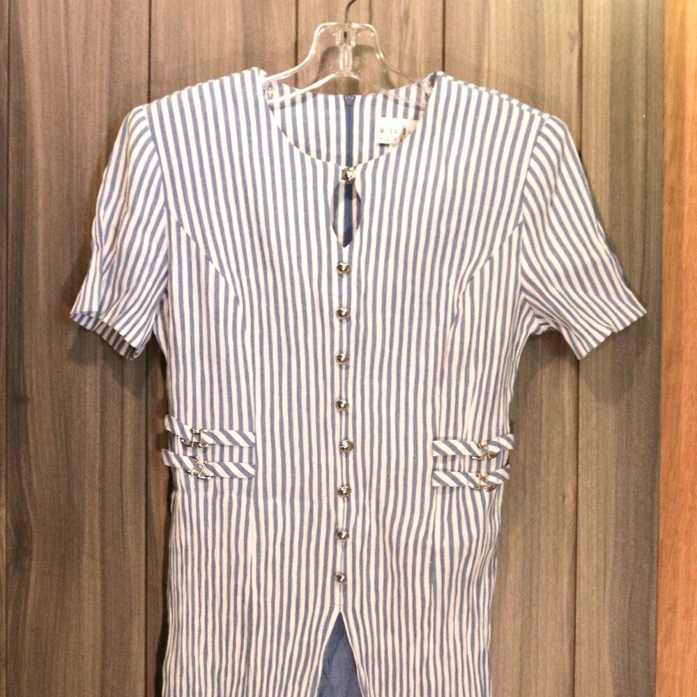 Miss Dorby layered look dress in Blue & White